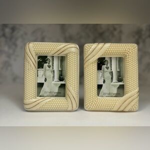 Set of 2 Vintage Faux Pearl Picture Frame | Shabby Chic Cottage Decor